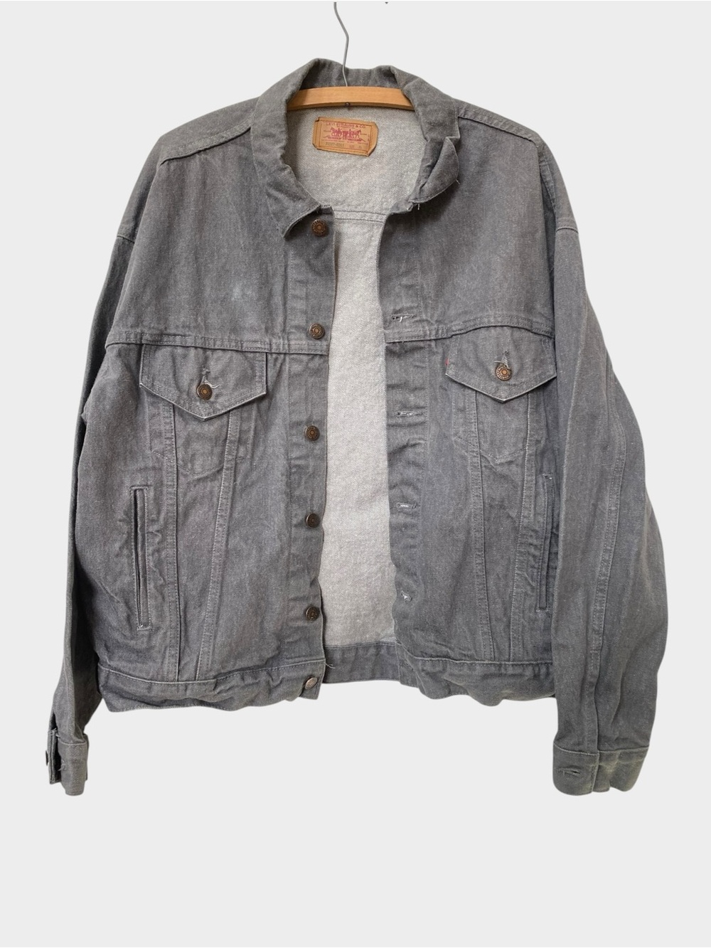 Vintage 80s Levi's Gray Denim Trucker Jacket mens XL MADE IN USA
